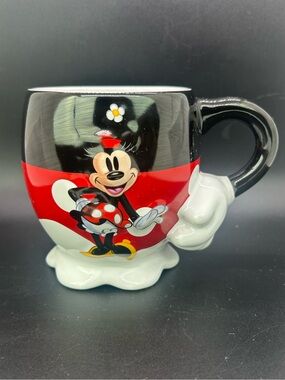 Disney Minnie Mouse Black & Red Sculpted Ceramic Mug